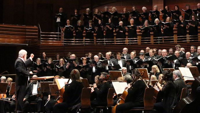 Choir and Orchestra Performing a Requiem