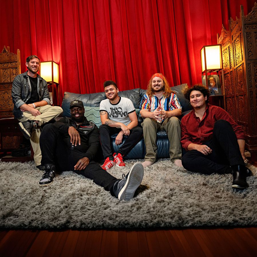 Funk Band Performing with Horns Onstage