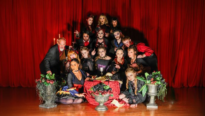 Gothic Theater Troupe Performing a Victorian Horror Tale