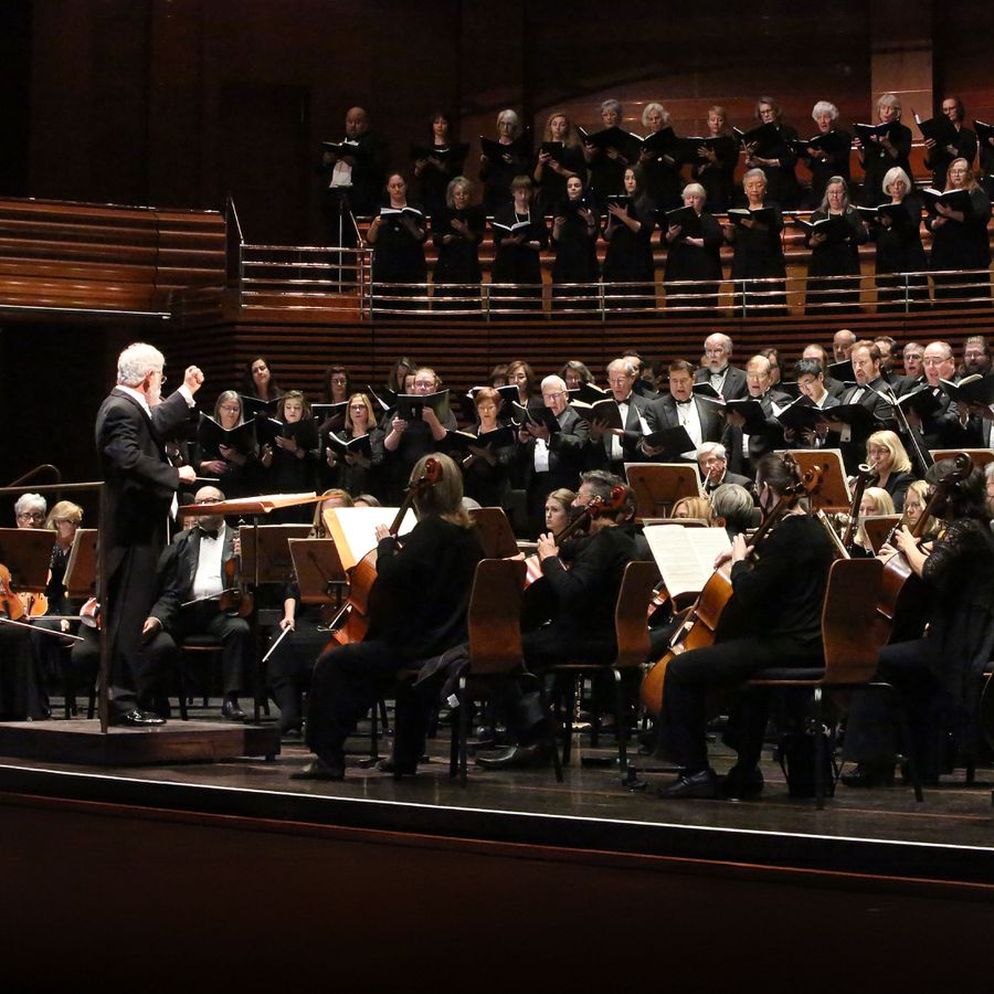 Choir and Orchestra Performing a Requiem
