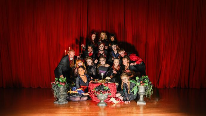 Gothic Theater Troupe Performing a Victorian Horror Tale