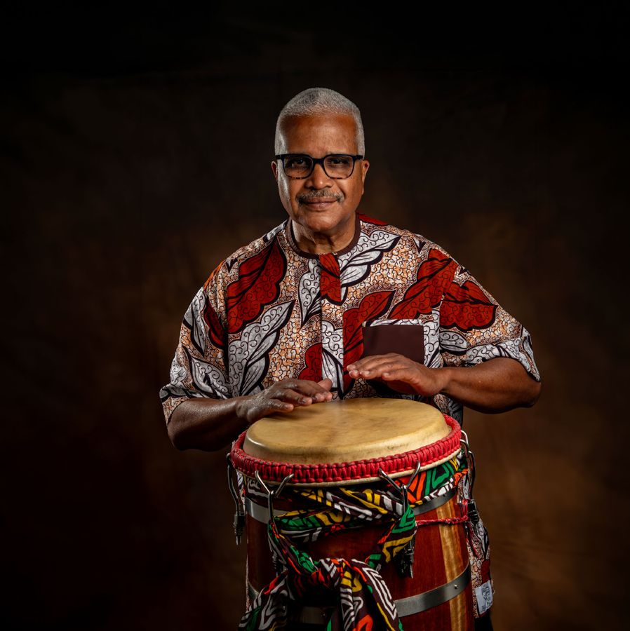 Percussionist Leading an Afro-Latin Jazz Ensemble