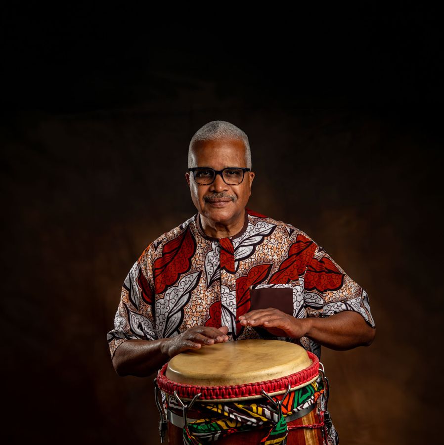 Percussionist Leading an Afro-Latin Jazz Ensemble